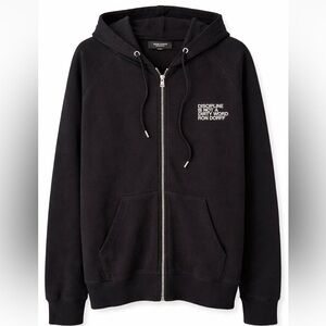 Ron Dorff Black Zip-Up Hoodie with White Chest Text